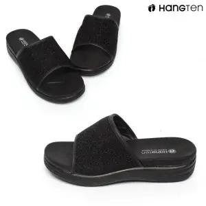 행텐 HT-137 여성용 글리터 쿠션 통굽 슬리퍼 슬라이드 외출용 사무실용