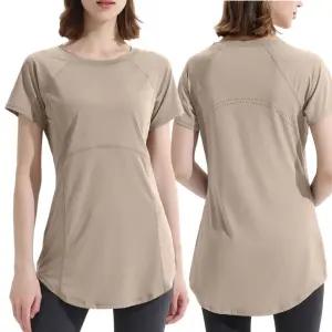 휴앤핏 요가 필라테스 반팔 롱 티셔츠 힙커버 업운동복 운동 여성 상의