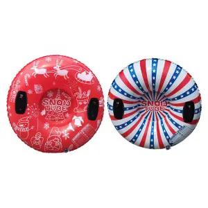 96/120cm 스노우 썰매 풍선 스키 링 PVC 튜브 두꺼운 겨울 핸들 액세서리