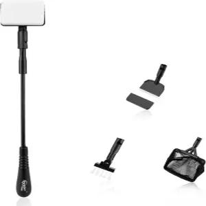 하이거 소형 어항 청소기 손잡이가 달린 수족관 청소 도구 키트 해초 스크레이퍼 어망 스펀지 브러시 벽