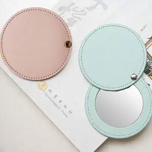파스텔 휴대용 원형 둥근 미니 거울