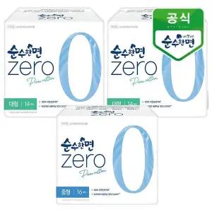 [깨끗한나라] 순수한면 제로 중형 16개입+대형14개입x2팩