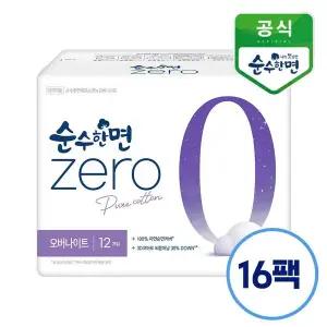 [깨끗한나라] 순수한면 제로zero 오버나이트 12개입x16팩