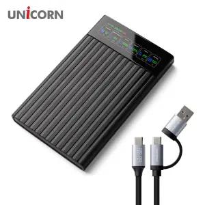 유니콘 스마트LCD 2.5인치 HDD SSD 외장하드케이스 USB3.2Gen1 A+C타입젠더 슬라이딩결합 HSD-L20 외부 저