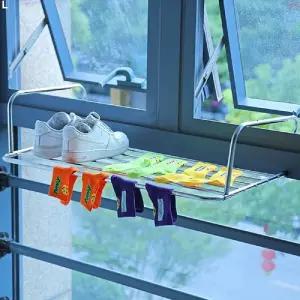 무타공 미니 건조대 40CM LIV023 실버빨래 베란다 건조다이 창문걸이 신발