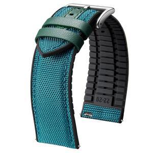 [미국배송] 빈룬 나일론 실리콘 시계 밴드 18MM 19MM 20MM 21MM 22MM 퀵 릴리스 캔버스 고무 하이브리드 스트랩 교체 남성용 9가지 색상 실버/블랙 버클