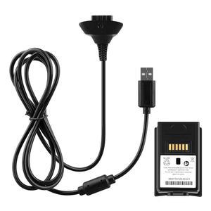 Xbox 360 무선 컨트롤러 색상 블랙을 위한 OSTENT 2 in 1 충전 케이블 + 충전식 배터리