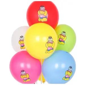 VPWM 30cm 인쇄 풍선 죠이베어 해피벌스데이 50개파티꾸미기 생일장식 스데이 생일용 행사용 꾸미기