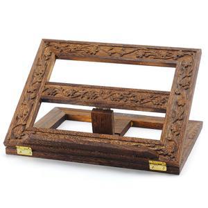 더블필 조절 가능한 나무 성경 스탠드 조각 홀더 미살 독서용 책 디스플레이 접이식 종교 기도 12.99 x 10.04 인치(다크 브라운)