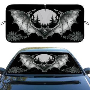 배트 포레스트 다크 나이트 자동차 윈드실드 블랙 앤 화이트 히트실드 전면 유리창 선쉐이드 윈드실드, 세단 트럭 SUV 액세서리 59인치 L x 31.5인치 W용 자외선 차단 효과