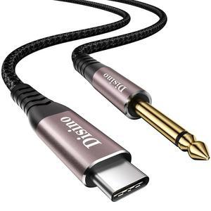 Disino 1/4인치 TS에서 USB C 오디오 케이블, 기타 /베이스용 타입 C에서 6.35mm TS 모노 인터커넥트 보조 어댑터 녹음 노트북 / PC 스마트폰과 호환 가능(USB 포트 포함) - 3.3FT