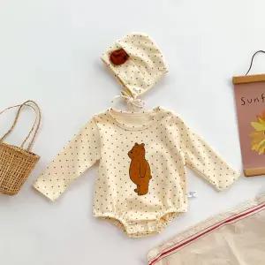 땡땡이곰 긴팔 바디슈트 보넷세트 304465신생아우주복 아기 유아 예쁜 귀여운