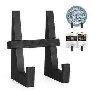 디스플레이용 DEBTOOL 나무 접시 스탠드 - 접시, 사진, 레시피를 위한 8.8인치 액자 홀더 장식 테이블탑 이젤 | 견고한 목재 내구성 및 공간 절약 디자인