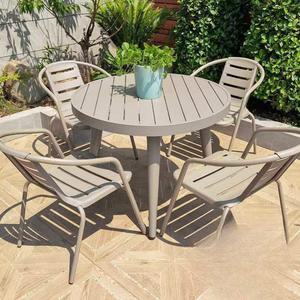 철제 야외 테이블 세트 발코니 루프탑 펜션 80CM 원형 티테이블 의자2개(특별세트)