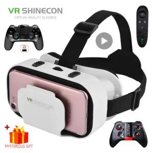 Shinecon Viar 가상 현실 VR 안경 헤드셋 3D 장치 헬멧 고글 렌즈 스마트 폰용 게임 컨트롤러가있는 폰