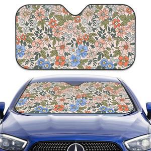 우아오아이아이스 자동차 선쉐이드 윈드실드, 아트 우아한 플라워 접이식 트럭 SUV용 선히트 자외선 차단기, 56 x 28 인치, CCC0C-C13