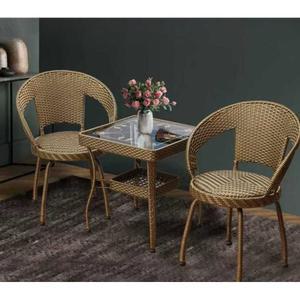 베란다티테이블 의자 세트 등나무 발코니 원형테이블 의자2 검정