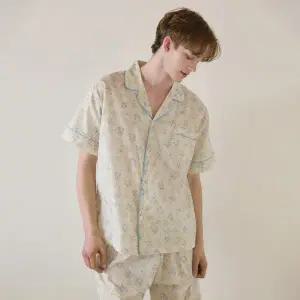 [lunaluz](신세계 사우스시티)남성 블루밍 코튼 반소매 카라넥 투피스 잠옷