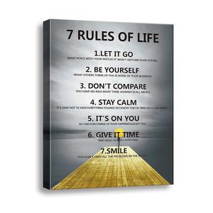 교실 포스터, 홈 데코, 데코를 위한 영감의 벽 아트 프린트 또는 거실 A-253을 사무실 프레피 룸 7가지 삶의 규칙 캔버스 장식
