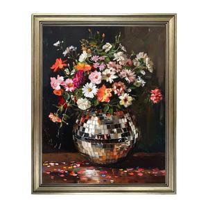 디스코 볼 벽 장식, 빈티지 액자 컬러풀 무디 플로럴 아트, 맥시멀리스트 펑키 플라워 부케 프린트 포스터, 레트로 절충주의 아트 페인팅