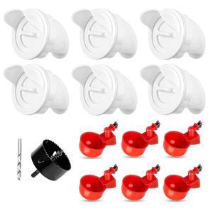 치킨 피더 방수 및 워터러 컵, 양동이, 통, 닭, 새, 칠면조 등을 위한 6개의 워터 쓰레기 없는