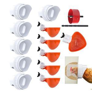 양동이 통 수조, 6개 포트 및 물컵을 위한 에실른 DIY 닭 모이통 급수기 자동 키트 노폐물 가금류