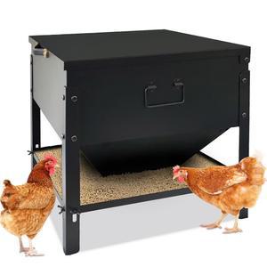 DOLEMDUO 금속 닭고기 공급기, 대용량 가금류 뚜껑 및 손잡이가 있는 조절 가능한 아연 도금 강철 닭장 공급기