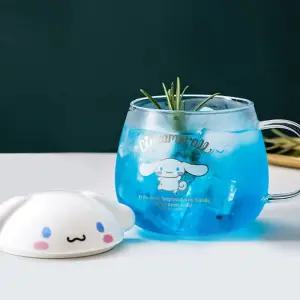 산리오 시나모롤 입체 뚜껑 유리컵 400ml유아 물컵 아동 양수 빨대 이유식기 스텐