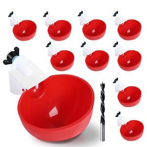 10개의 PCS 치킨 워터러 컵, 3세대 DIY 대형 자동 워터피더 티 피팅 가금류 워터러, 병아리, 칠면조, 오리, 거위, 장착 구멍 오프너가 있는 작은 반려동물에게 적합합니다