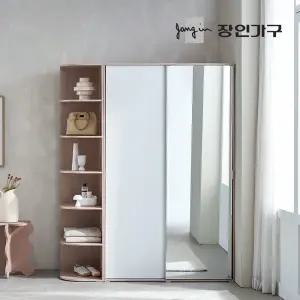 코라 1600 슬라이딩 옷장 세트 1200 거울옷장 (선반형)+400 측면 코너장