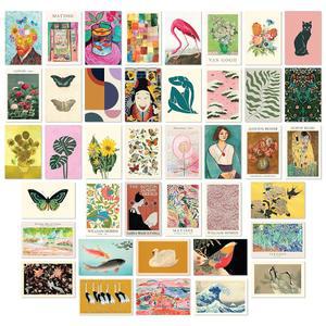 97 데코 절충주의 벽 아트 프린트 - 10대 소녀 침실용 소형 콜라주 키트 40개, 실내 미학 그림용 컬러풀 포스터, 귀여운 맥시멀리스트 홈 유명 아티스트 그림 (4x6)