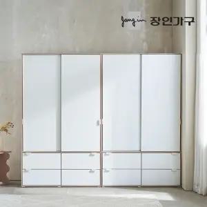 코라 2400 슬라이딩 옷장 세트 1200 서랍옷장 (선반형)+1200 서랍옷장 (행거형)