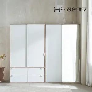 코라 2400 슬라이딩 옷장 세트 1200 서랍옷장 (행거형)+1200 거울옷장 (선반형)