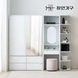 코라 1800 슬라이딩 옷장 세트 1200 거울 서랍옷장 (선반형)+600 수납화장대