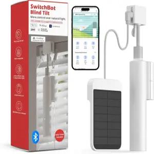 스위치봇 블라인드 틸트 모터식 - 블루투스 리모컨 태양광 광 감지 제어 기능이 있는 스마트 전기 Alexa 및