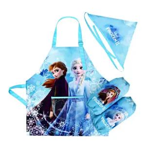 (디즈니) 겨울왕국2 윈터 토시두건앞치마 3종세트키즈 요리 미술 다용도 방수 캐릭터 어린이