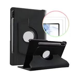 갤럭시탭S8 울트라 회전 케이스+강화유리 2매 세트태블릿액세서리 커버 보호 액정필름 용품