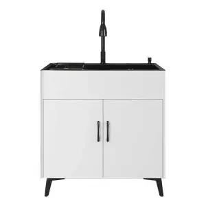 스텐싱크대 깊은 탕비실 검정 베란다 개수대 사각