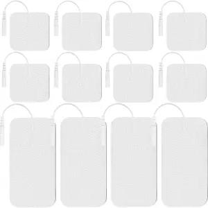 12팩 TENS 유닛 패드 재사용 가능한 교체 AUVON 7000 Nicwell Etekcity 전기 치료용 2mm 핀 커넥터가 있는