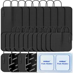 패드 홀더가 있는 DOMAS 24 팩 2x2 2x4 TENS 7000 30회 사용 라텍스 프리 AUVON Etekcity 및 기타 2mm 핀