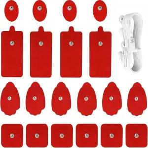 20팩 TENS 유닛 전극 패드 1/4 와이어 케이블 조합 세트 재사용 가능한 프리미엄 하이드로겔 자가 접착