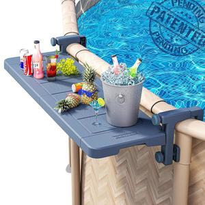 풀해커 풀사이드 바, [오리지널] 지상 원형 풀 전용 스윔 업 바. 파티오 테이블 스마트 폴드 간편한 유지 관리, 내후성 안정 (팬텀 그레이)