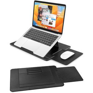 AboveTEK 조절 가능한 노트북 랩 데스크, 3가지 인체공학적 각도, PU 가죽 미끄럼 방지 표면, 열 차폐, 접이식 마우스 패드, 침대, 소파, 여행용 휴대용 패드 워크스테이션