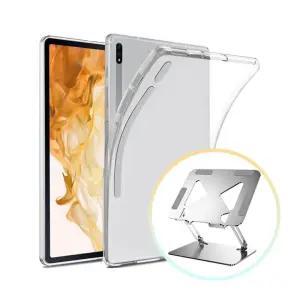 갤럭시탭A7 라이트 젤리 케이스+메탈 노트북 거치대 태블릿보호 커버 투명 TPU 액세서리 용품