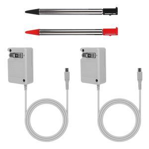 스타일러스 펜 2개가 장착된 3DS용 충전기, Dsi Ndsi 3DSXL용 AC 월 어댑터 게임 충전기 새로운 3Dsell 2DS Dsixl