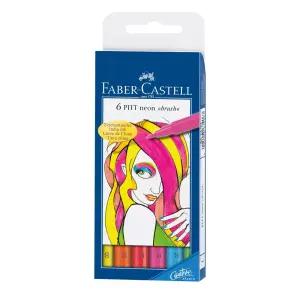 (파버카스텔)PITT 아티스트펜세트 네온 6본 567406캘리그라피 피붓 워터컬러 아티스트 수성 사인