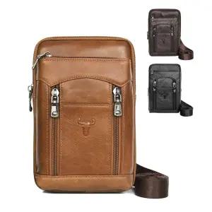 남성 직장인 중년 미니 보조 소가죽 크로스백 가방슬링 메신져 여행 남자 오일지 크로스