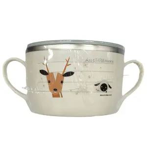 양손 손잡이 안정감 있는 국물 유아 스텐 라면기 650ml이유식기 간식용기 간식볼 손잡이볼 귀여운그릇 유아