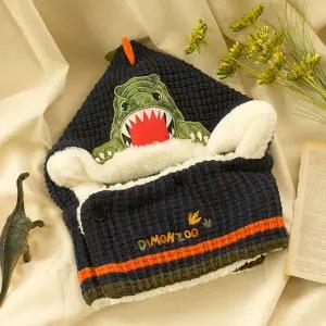다이몬쥬 티라노 입체 후드 워머 겨울 목도리 DZ0069털모자 어린이 넥모자 방한세트 방한 유아 캐릭터방한