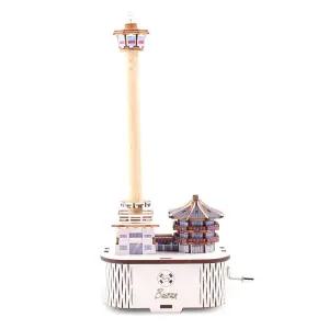 오르골만들기 DIY 수동 부산타워조립 만들기 목재모형만들기